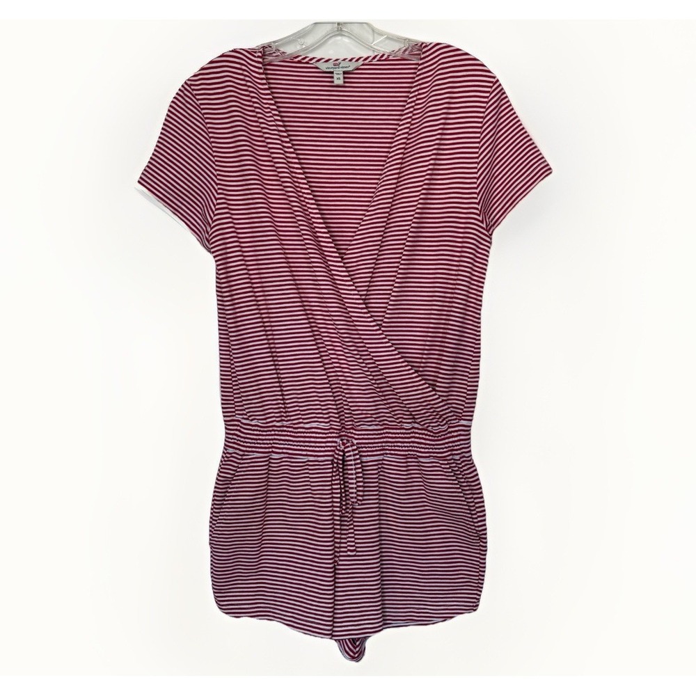 Vineyard Vines Striped Wrap Romper XS Red White Drawstring Waist NWOT